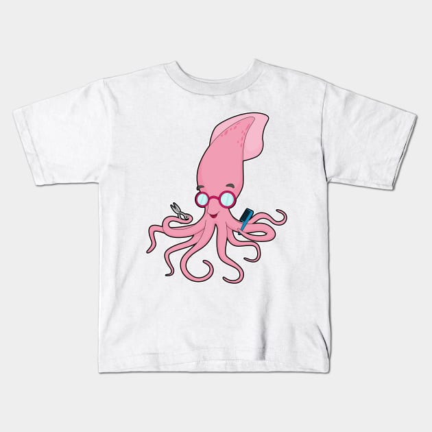 Squid Hairdresser Scissors Kids T-Shirt by Markus Schnabel